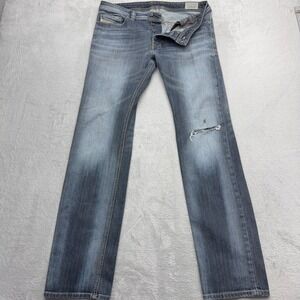 Diesel Jeans Mens 34 Blue Safado Regular Slim Straight Wash Stretch Distressed